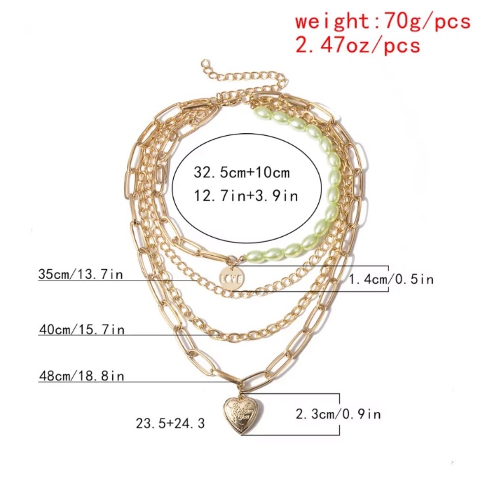 Fashion Chunky Gold Tone Heart Pendant  Necklace Statement - Picture 3 of 3